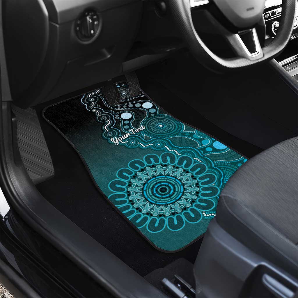Personalised Ovarian Cancer Awareness Car Mats Teal Ribbon Aboriginal Art
