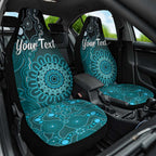 Personalised Ovarian Cancer Awareness Car Seat Cover Teal Ribbon Aboriginal Art
