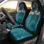 Personalised Ovarian Cancer Awareness Car Seat Cover Teal Ribbon Aboriginal Art