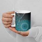 Personalised Ovarian Cancer Awareness Ceramic Mug Teal Ribbon Aboriginal Art