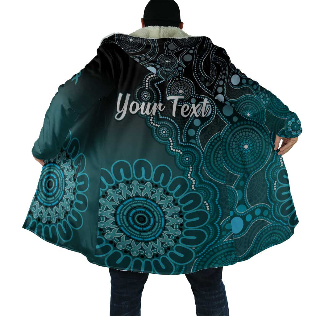 Personalised Ovarian Cancer Awareness Cloak Teal Ribbon Aboriginal Art