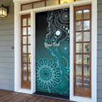 Personalised Ovarian Cancer Awareness Door Cover Teal Ribbon Aboriginal Art