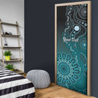 Personalised Ovarian Cancer Awareness Door Cover Teal Ribbon Aboriginal Art