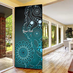 Personalised Ovarian Cancer Awareness Door Cover Teal Ribbon Aboriginal Art