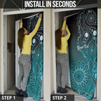 Personalised Ovarian Cancer Awareness Door Cover Teal Ribbon Aboriginal Art