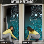 Personalised Ovarian Cancer Awareness Door Cover Teal Ribbon Aboriginal Art