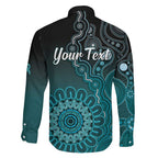 Personalised Ovarian Cancer Awareness Family Matching Off Shoulder Maxi Dress and Hawaiian Shirt Teal Ribbon Aboriginal Art
