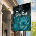 Personalised Ovarian Cancer Awareness Garden Flag Teal Ribbon Aboriginal Art