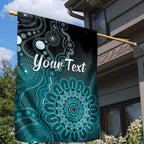 Personalised Ovarian Cancer Awareness Garden Flag Teal Ribbon Aboriginal Art