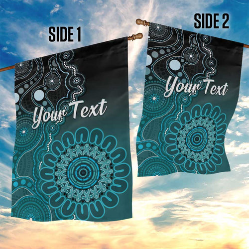 Personalised Ovarian Cancer Awareness Garden Flag Teal Ribbon Aboriginal Art