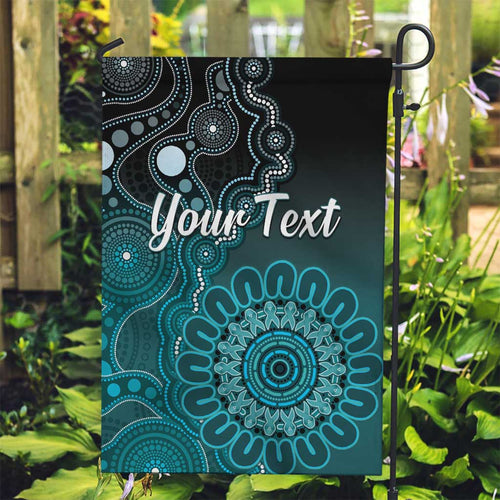 Personalised Ovarian Cancer Awareness Garden Flag Teal Ribbon Aboriginal Art