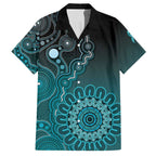 Personalised Ovarian Cancer Awareness Hawaiian Shirt Teal Ribbon Aboriginal Art