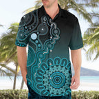 Personalised Ovarian Cancer Awareness Hawaiian Shirt Teal Ribbon Aboriginal Art