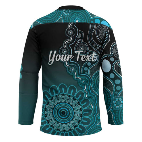 Personalised Ovarian Cancer Awareness Hockey Jersey Teal Ribbon Aboriginal Art