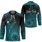 Personalised Ovarian Cancer Awareness Hockey Jersey Teal Ribbon Aboriginal Art
