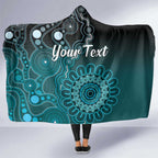 Personalised Ovarian Cancer Awareness Hooded Blanket Teal Ribbon Aboriginal Art