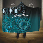 Personalised Ovarian Cancer Awareness Hooded Blanket Teal Ribbon Aboriginal Art