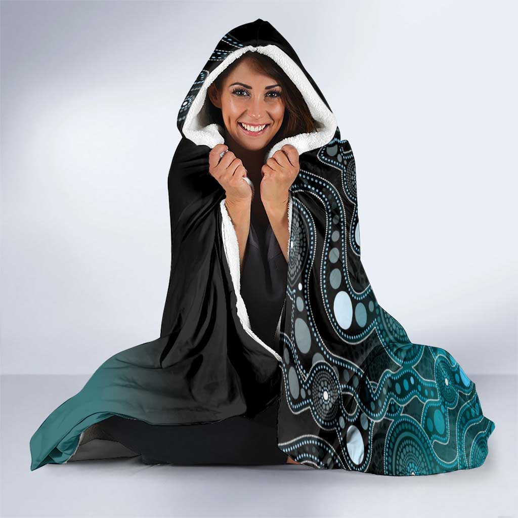 Personalised Ovarian Cancer Awareness Hooded Blanket Teal Ribbon Aboriginal Art