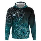 Personalised Ovarian Cancer Awareness Hoodie Teal Ribbon Aboriginal Art