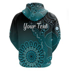 Personalised Ovarian Cancer Awareness Hoodie Teal Ribbon Aboriginal Art