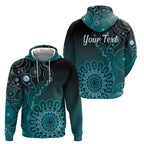Personalised Ovarian Cancer Awareness Hoodie Teal Ribbon Aboriginal Art