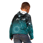 Personalised Ovarian Cancer Awareness Kid Hoodie Teal Ribbon Aboriginal Art