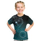 Personalised Ovarian Cancer Awareness Kid T Shirt Teal Ribbon Aboriginal Art