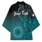 Personalised Ovarian Cancer Awareness Kimono Teal Ribbon Aboriginal Art
