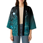 Personalised Ovarian Cancer Awareness Kimono Teal Ribbon Aboriginal Art