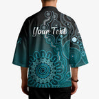 Personalised Ovarian Cancer Awareness Kimono Teal Ribbon Aboriginal Art