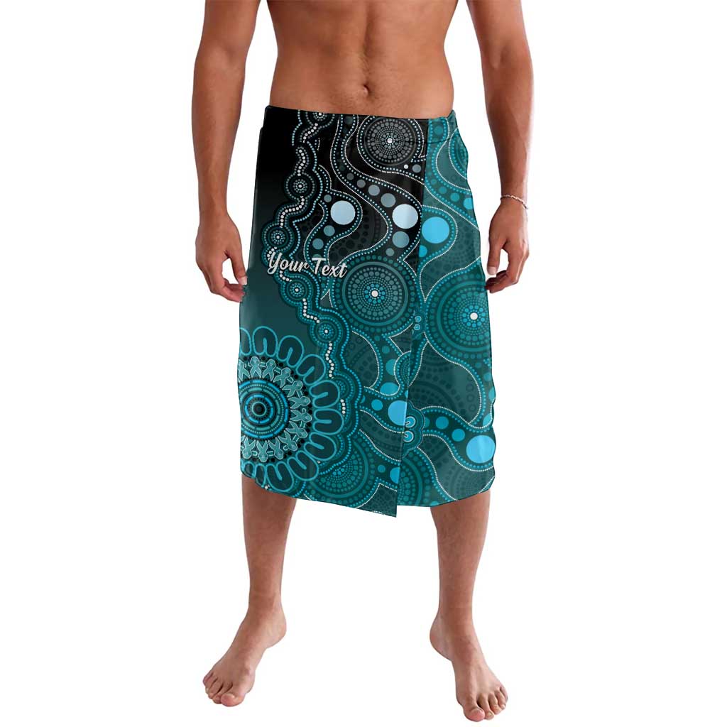 Personalised Ovarian Cancer Awareness Lavalava Teal Ribbon Aboriginal Art