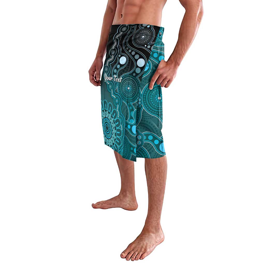 Personalised Ovarian Cancer Awareness Lavalava Teal Ribbon Aboriginal Art
