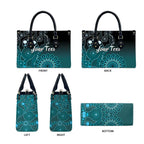 Personalised Ovarian Cancer Awareness Leather Bag Teal Ribbon Aboriginal Art
