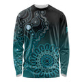 Personalised Ovarian Cancer Awareness Long Sleeve Shirt Teal Ribbon Aboriginal Art