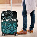 Personalised Ovarian Cancer Awareness Luggage Cover Teal Ribbon Aboriginal Art
