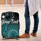 Personalised Ovarian Cancer Awareness Luggage Cover Teal Ribbon Aboriginal Art