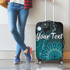 Personalised Ovarian Cancer Awareness Luggage Cover Teal Ribbon Aboriginal Art