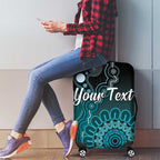 Personalised Ovarian Cancer Awareness Luggage Cover Teal Ribbon Aboriginal Art