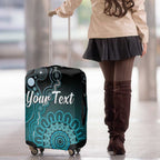 Personalised Ovarian Cancer Awareness Luggage Cover Teal Ribbon Aboriginal Art