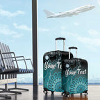 Personalised Ovarian Cancer Awareness Luggage Cover Teal Ribbon Aboriginal Art
