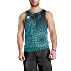 Personalised Ovarian Cancer Awareness Men Tank Top Teal Ribbon Aboriginal Art