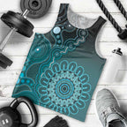 Personalised Ovarian Cancer Awareness Men Tank Top Teal Ribbon Aboriginal Art