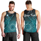 Personalised Ovarian Cancer Awareness Men Tank Top Teal Ribbon Aboriginal Art
