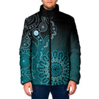 Personalised Ovarian Cancer Awareness Padded Jacket Teal Ribbon Aboriginal Art