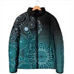 Personalised Ovarian Cancer Awareness Padded Jacket Teal Ribbon Aboriginal Art
