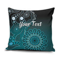 Personalised Ovarian Cancer Awareness Pillow Cover Teal Ribbon Aboriginal Art