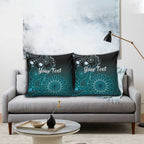 Personalised Ovarian Cancer Awareness Pillow Cover Teal Ribbon Aboriginal Art