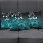 Personalised Ovarian Cancer Awareness Pillow Cover Teal Ribbon Aboriginal Art
