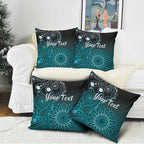 Personalised Ovarian Cancer Awareness Pillow Cover Teal Ribbon Aboriginal Art
