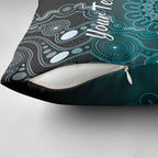 Personalised Ovarian Cancer Awareness Pillow Cover Teal Ribbon Aboriginal Art